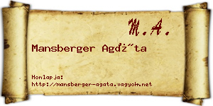 Mansberger Agáta névjegykártya